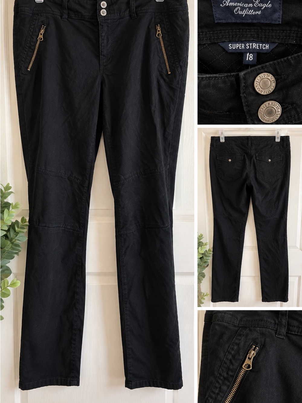American Eagle Outfitters Black Straight-Leg Super Stretch Jeans - Women's